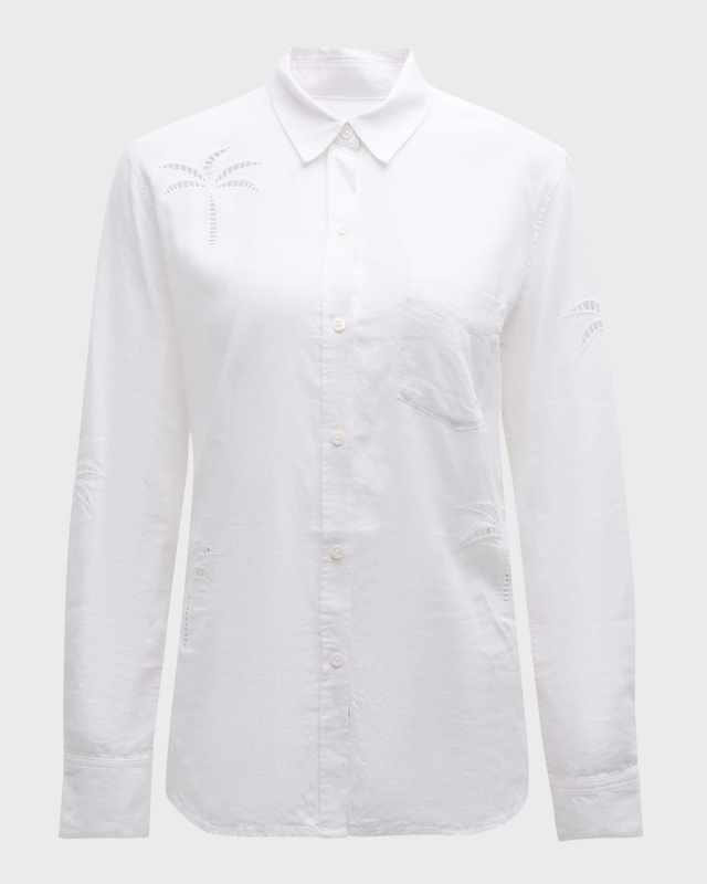 Charli Palm Tree Cutout Button-Front Shirt
